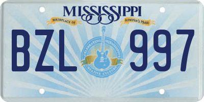 MS license plate BZL997