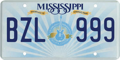 MS license plate BZL999