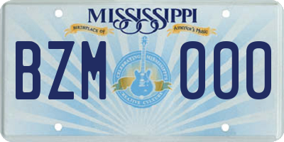 MS license plate BZM000