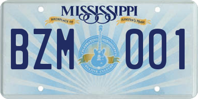 MS license plate BZM001