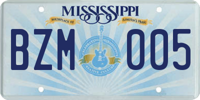 MS license plate BZM005