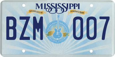 MS license plate BZM007