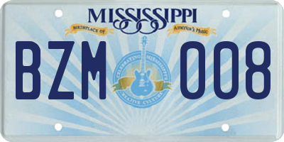 MS license plate BZM008