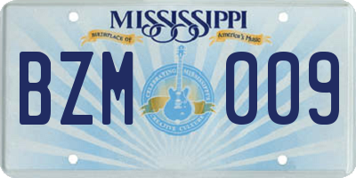 MS license plate BZM009