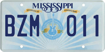 MS license plate BZM011