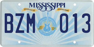 MS license plate BZM013