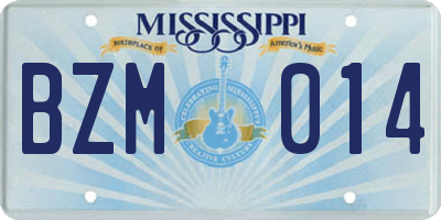 MS license plate BZM014