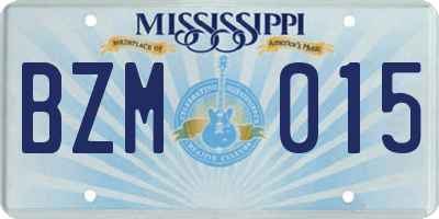 MS license plate BZM015
