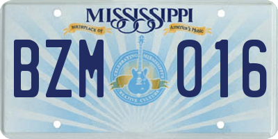 MS license plate BZM016