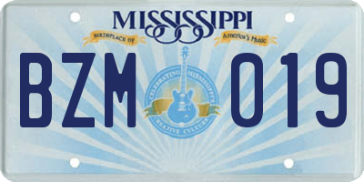 MS license plate BZM019