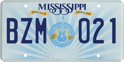 MS license plate BZM021
