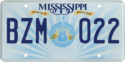 MS license plate BZM022