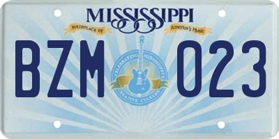 MS license plate BZM023
