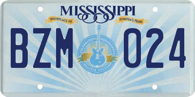 MS license plate BZM024