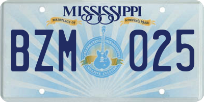 MS license plate BZM025