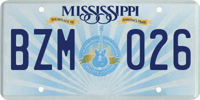 MS license plate BZM026