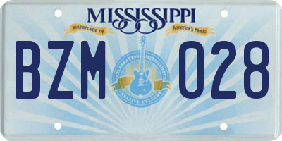 MS license plate BZM028