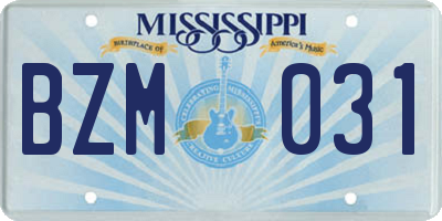 MS license plate BZM031