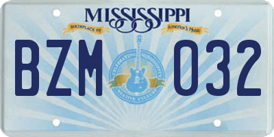 MS license plate BZM032