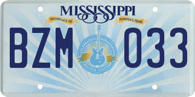 MS license plate BZM033