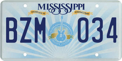 MS license plate BZM034