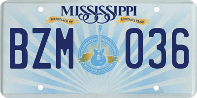 MS license plate BZM036