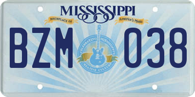 MS license plate BZM038