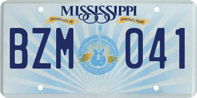 MS license plate BZM041