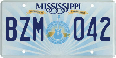 MS license plate BZM042