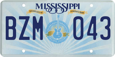MS license plate BZM043