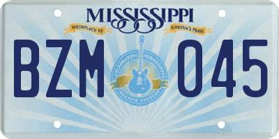 MS license plate BZM045