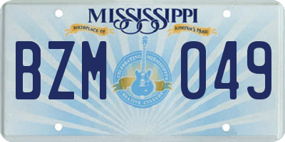 MS license plate BZM049