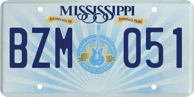 MS license plate BZM051