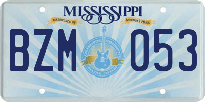 MS license plate BZM053