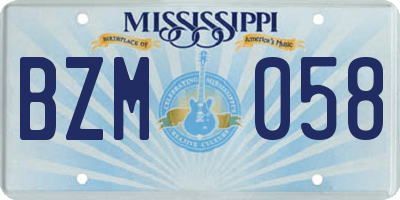 MS license plate BZM058