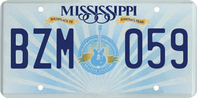 MS license plate BZM059