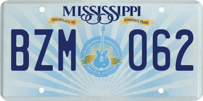 MS license plate BZM062