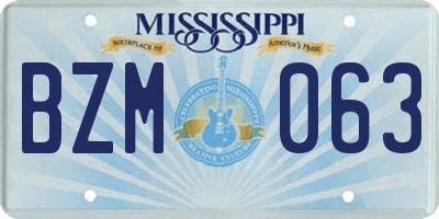 MS license plate BZM063