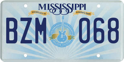 MS license plate BZM068