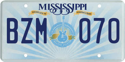 MS license plate BZM070
