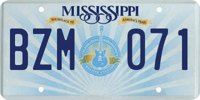 MS license plate BZM071