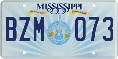 MS license plate BZM073