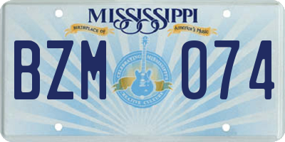 MS license plate BZM074