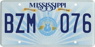 MS license plate BZM076