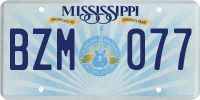 MS license plate BZM077