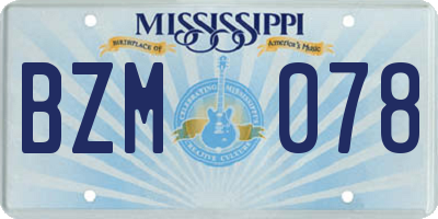 MS license plate BZM078