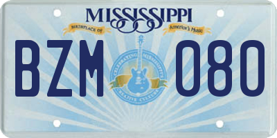 MS license plate BZM080