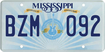 MS license plate BZM092