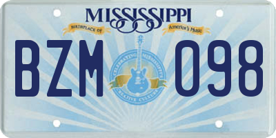 MS license plate BZM098