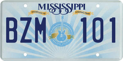 MS license plate BZM101